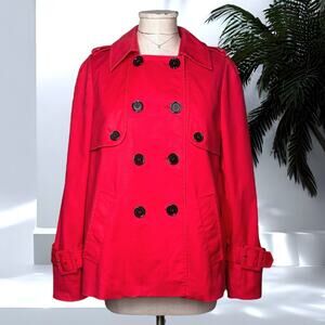 LK BENNETT LONDON Double Breasted Coat Jacket Regal Kate Middleton Pleated Red